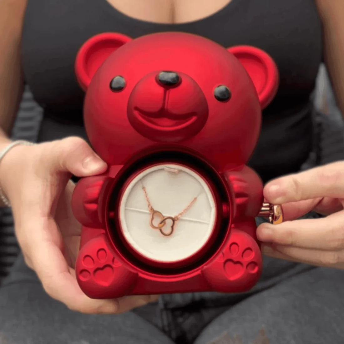 Rotating Hugging Bear Jewelry Box